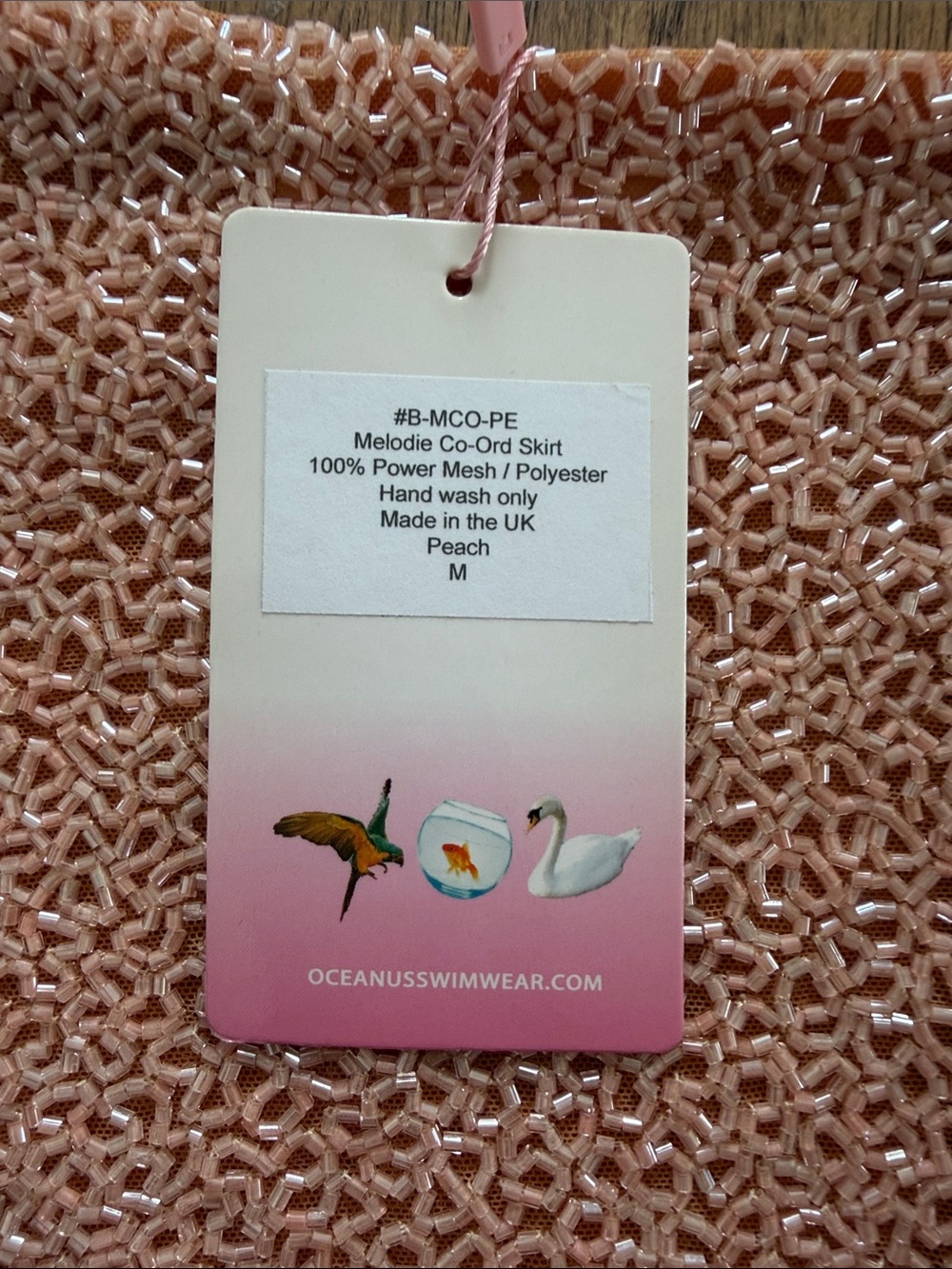 Oceanus Melodie Hand Embellished Co-Ord Skirt in Peach Beaded Lemon Mini - Picture 3 of 6